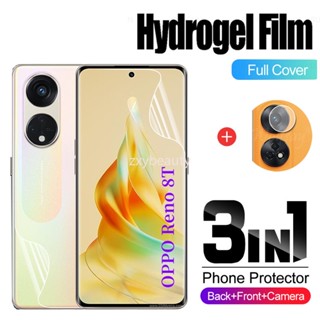 3in1 ฟิล์มไฮโดรเจลนิ่ม สําหรับ OPPO Reno 8T 5G A78 ฟิล์มคาร์บอนไฟเบอร์ ด้านหลัง สําหรับ Reno8T 4G A17K A17 K ตัวป้องกันเลนส์กล้อง ฝาครอบเต็มหน้าจอ ฟิล์มป้องกันเลนส์ ไม่ใช่กระจก