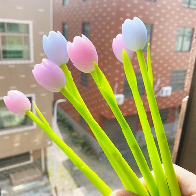 ปากกาเจลซิลิโคน รูปดอกทิวลิป เปลี่ยนสีได้ เครื่องเขียน สําหรับนักเรียน