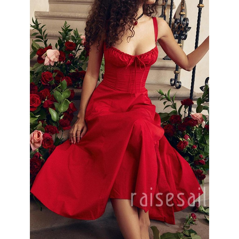 Rsa-ผู้หญิงฤดูร้อนชุดสีทึบแขนกุดผ้าพันแผลชุด A-line สําหรับค็อกเทลไนท์คลับชายหาด