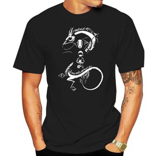 2022 New Short Sleeve Men Tshirt Men Spirited Away Dragon Silhouette T Shirt Black_02