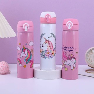 กระบอกน้ำสแตนเลสเก็บอุหภูมิลายยูนิคอน unicorn water bottle กระบอกน้ำเก็บอุหภูมิ ความร้อน/ความเย็น  ขวดน้ำน่ารัก คละสี