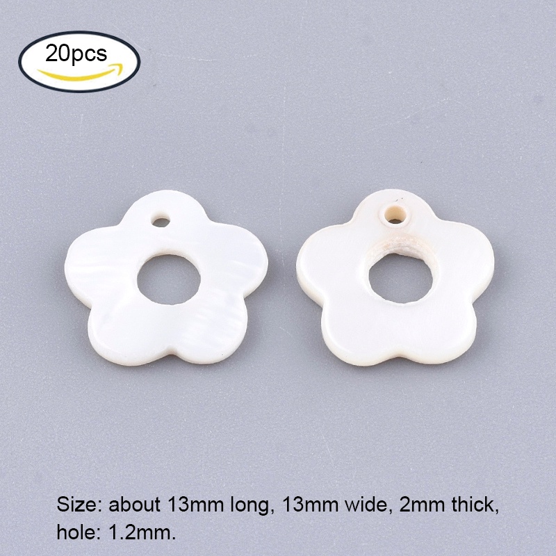 Beadthoven จี้ดอกไม้น้ําจืด 13x13x2 มม. รู 1.2 มม. สําหรับทําเครื่องประดับ DIY 5-20 ชิ้น