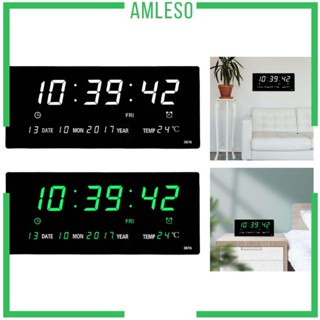 [Amleso] นาฬิกาแขวนผนังไฟฟ้า แสดงปฏิทิน สําหรับห้องนอน ห้องนั่งเล่น