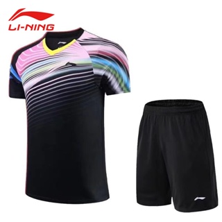 LI NING เสื้อกีฬาแบดมินตัน ระบายอากาศได้ดี แบบแห้งเร็ว สําหรับเด็กผู้ชาย และผู้หญิง