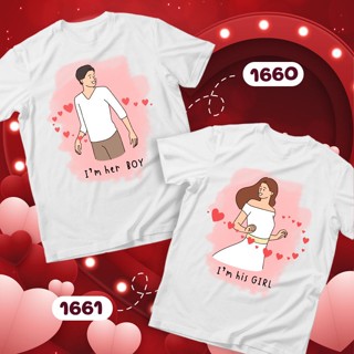 เสื้อคู่ เสื้อวาเลนไทน์ สีขาวคอกลม รหัส 1660-1661