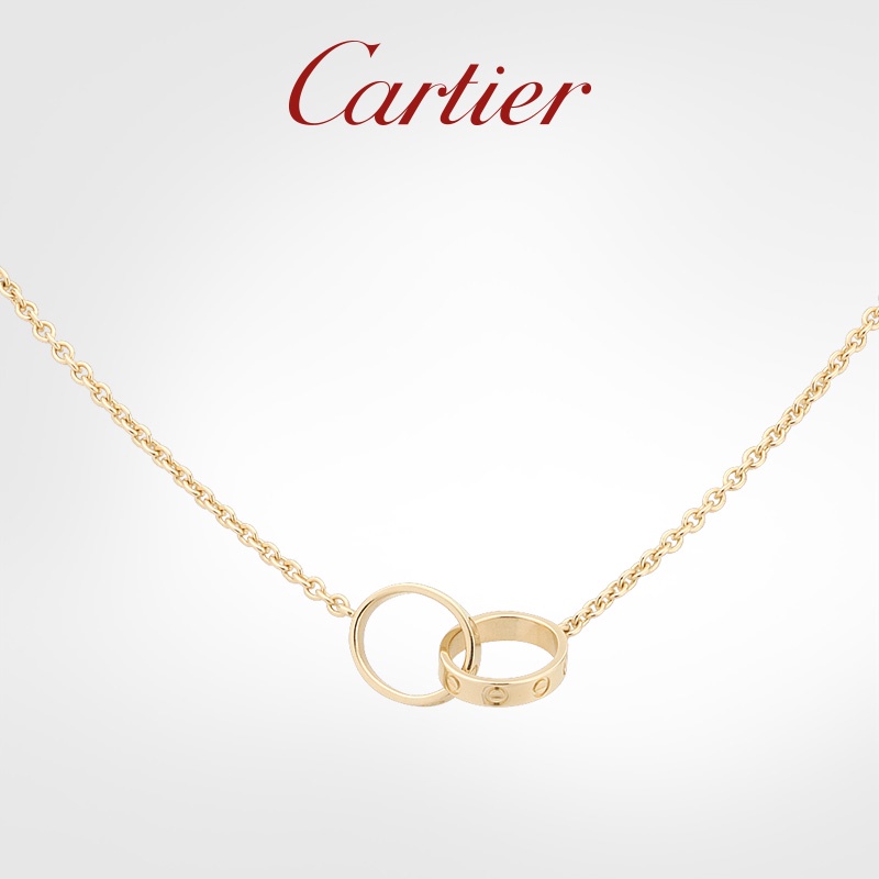 (pawnable) ของแท้ 100% Cartier Cartier Love Series สร้อยคอแหวนคู่ สีโรสโกลด์ สีเหลือง ทอง