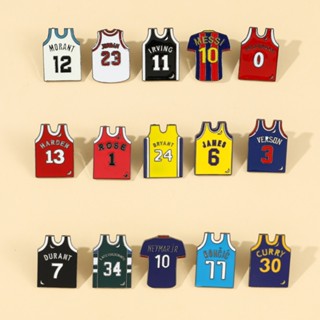 เสื้อกีฬาบาสเก็ตบอล เข็มกลัด ลายการ์ตูน Nba Kobe Curry Jordan Star สไตล์ยุโรป และอเมริกา