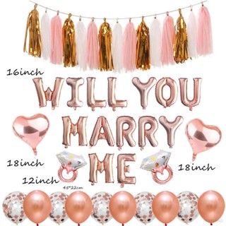 Klot ลูกโป่งฟอยล์ ลาย WILL YOU MARRY ME ขนาด 16 นิ้ว สําหรับตกแต่งงานแต่งงาน ปาร์ตี้ 31 ชิ้น ต่อชุด