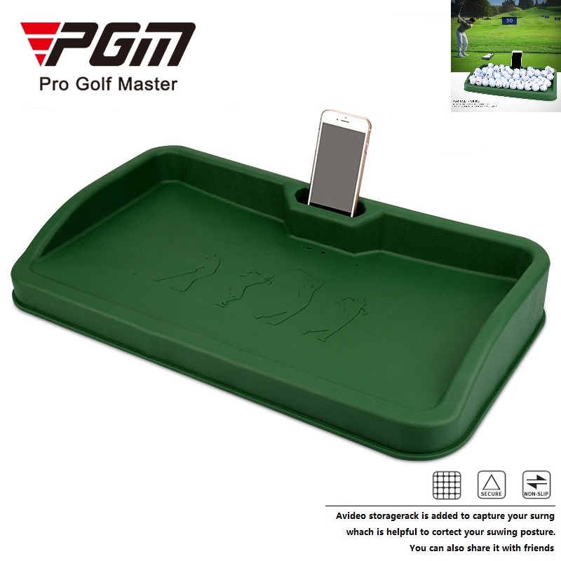 PGM GOLF ถาดวางลูกกอล์ฟทั่วไป แบบยางนุ่ม ทนทาน พร้อมชั้นวางโทรศัพท์มือถือ และกล่องลูกกอล์ฟ 100 ลูก
