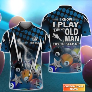 เสื้อยืดโปโล ทรงหลวม พิมพ์ลาย Name billiards 8 ball 3D แฟชั่นฤดูร้อน สําหรับผู้ชาย