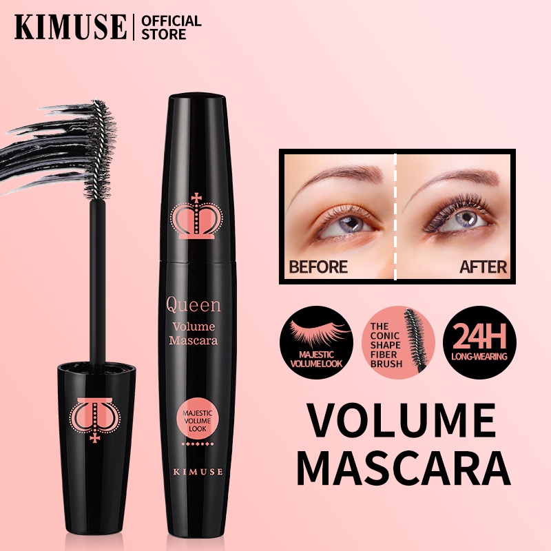 KIMUSE Queen False Lash มาสคาร่าสีดำหนาขึ้นจากรากจรดปลายมาสคาร่ากันน้ำและติดทนนาน