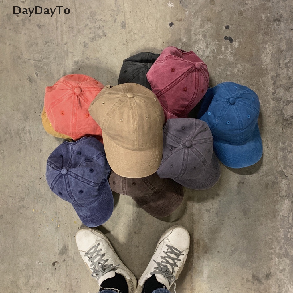Daydayto หมวกเบสบอลลําลอง ผ้าฝ้าย กันแดด ปรับได้ สีพื้น สําหรับผู้ชาย และผู้หญิง TH