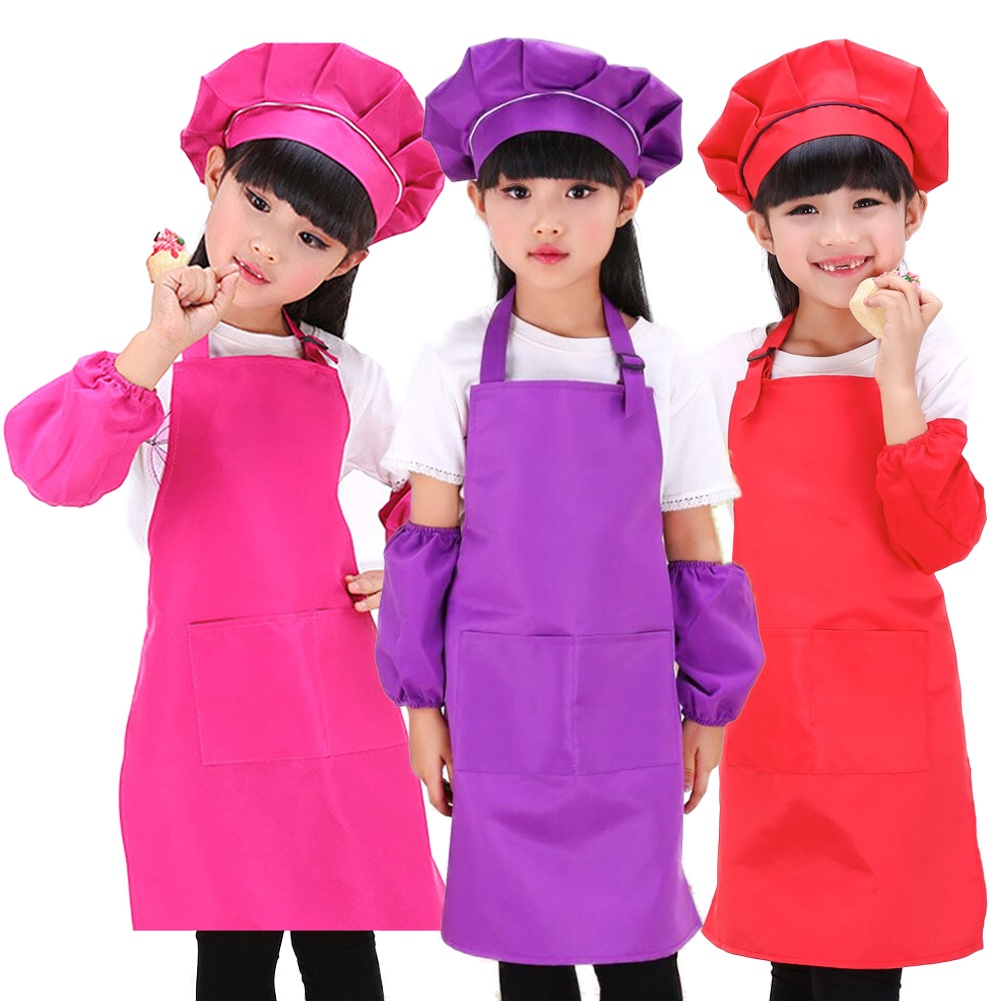 อายุ 3-13  ชุดผ้ากันเปื้อนสำหรับเด็ก 3 ชิ้นเด็กผ้ากันเปื้อนครัวพร้อมแขนหมวกเด็กหัตถกรรมภาพวาดผ้ากันเปื้อนทำอาหาร - รูปที่ 6