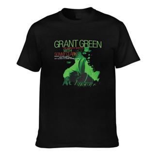 ย้อนยุคเสื้อยืดคอกลม แขนสั้น ผ้าฝ้าย พิมพ์ลายกราฟฟิค Jazz Guitar Hipster Aesthetic Grant Green สีดํา สําหรับผู้ชาย และผู