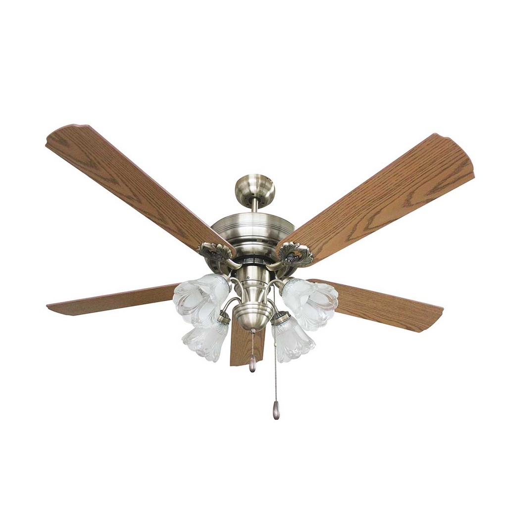 พัดลมเพดานพลายวู๊ด WIN FAVOUR รุ่น TB20(AB) ขนาด 52 นิ้ว สีทองรมดำ