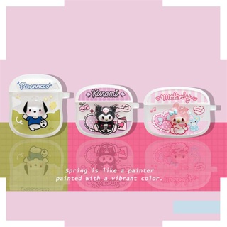 เคสหูฟังไร้สาย เคสairpods แบบนิ่ม ลายการ์ตูน Sanrio น่ารัก Melody Kuromi Pachaccoสําหรับ airpods1/2 AirPods3/airpods pro ญี่ปุ่น สีชมพู สีม่วง สีเขียว