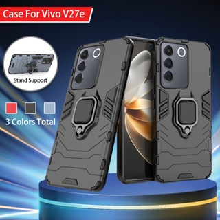 เคสโทรศัพท์มือถือแบบแข็ง กันกระแทก กันรอยกล้อง พร้อมแหวนขาตั้ง สําหรับ Vivo V27e V27 Pro 4G 5G 2023