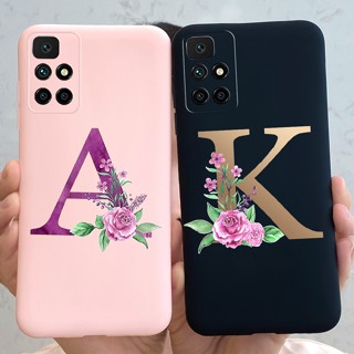 เคสโทรศัพท์มือถือ ซิลิโคนนิ่ม ลายตัวอักษร 26 ชื่อ สีดํา สําหรับ Xiaomi Redmi 10 Prime 2022 Redmi10 Prime