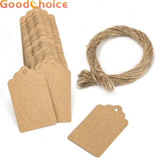 【Good】PACK OF 100 SMALL BROWN KRAFT PAPER FAVOUR GIFT TAGS LABELS 5 X 3CM ON STRING【Ready Stock】