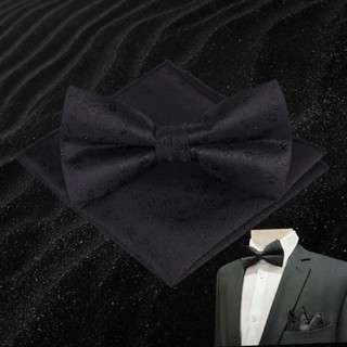 Bowtie Black Flora Set โบว์ไทด์สีดำอัดลายดอกไม้  (BOWTIE99)