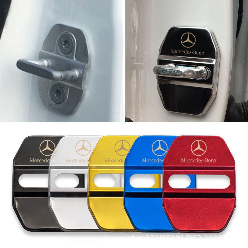 4 ชิ้น Benz สแตนเลสรถล็อคประตูปกคลุมสำหรับ Mercedes-Benz ตกแต่งปกป้องปก
