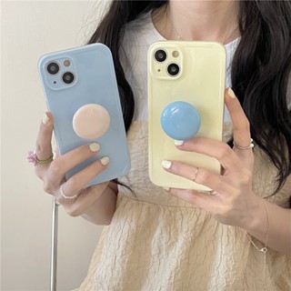 เคสโทรศัพท์มือถือ TPU แบบนิ่ม สีพื้น พร้อมแหวนขาตั้ง สําหรับ IPhone 11 13 12 14 Pro Max