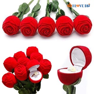 Valentine Day Charm Rose Flower Ring Boxes/ Women Earring Necklace Velvet Red Rose Case/ Engagement Ring Box Wedding Proposal Accessories