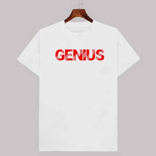 เสื้อยืดสีขาว เสื้อยืดผู้ชาย เสื้อเชิ้ตแขนสั้น เสื้อยืด สีขาว GENIUS คอกลม มีเก็บปลายทาง