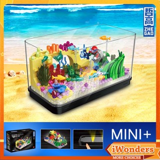 Fish Tank Ocean Exploration 6101 Mini+Building Blocks Model Underwater World Puzzle Model Creative Model ประกอบของขวัญของเล่นสำหรับเด็ก