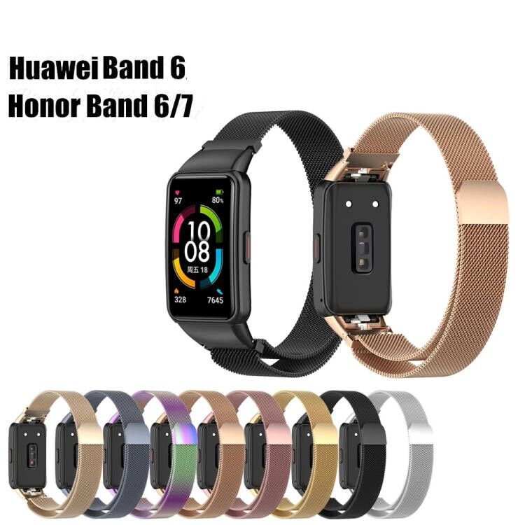 สําหรับ Huawei band 6 Honor band 6 6Pro 7 เหล็ก มิลาน แม่เหล็ก ห่วง สายรัดข้อมือ สายรัดข้อมืออัจฉริยะ