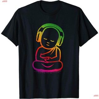 เสื้อยืดผู้ z005 Buddha Headphones - Buddhist Monk DJ Music Lover T-Shirt พระพุทธเจ้า เสื้อยืดพิมลาย เสื้อยืดผู้ชาย เสื้