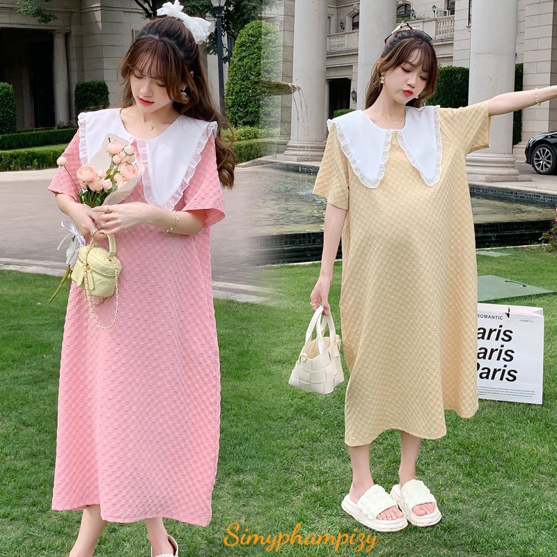 ชุดคลุมท ้ องดีไซน ์ สวยงามพร ้ อมแขนอ ้ วนและคอลูกไม ้ ผ ้ าลินินโฟมสวยงามสําหรับคุณแม ่ ตั ้ งครรภ