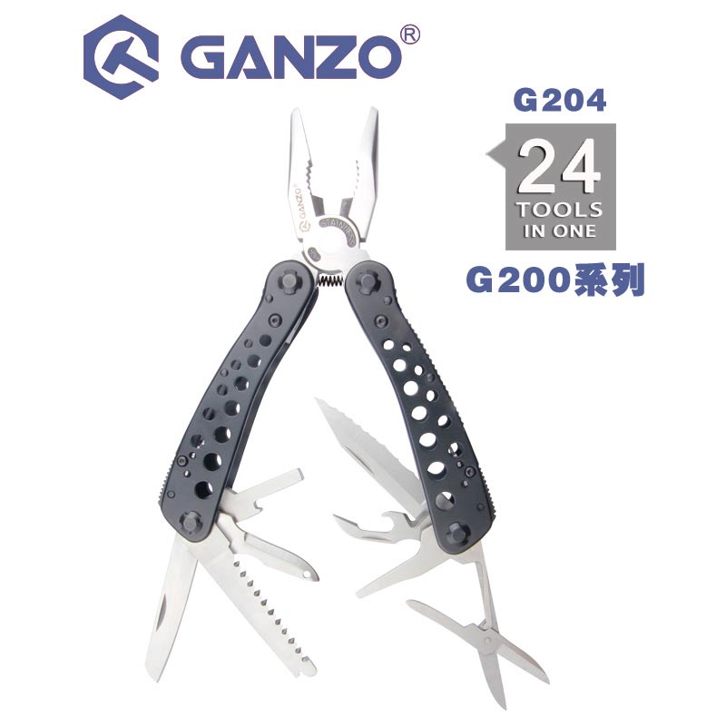 zfd Ganzo G200 Series G204 Multi คีม24เครื่องมือมือชุดเครื่องมือไขควงแบบพกพาพับมีดสแตนเลสคีม nje