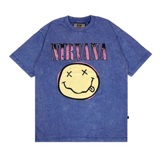 เสื้อยืด พิมพ์ลาย WASHING NIRVANA ทรงปกติ สีฟ้า