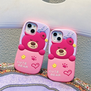 เคสโทรศัพท์มือถือ ซิลิโคน ลายหมีสตรอเบอร์รี่ สําหรับ Iphone 14 ProMax 13 ProMax 11 ProMax 12ProMax