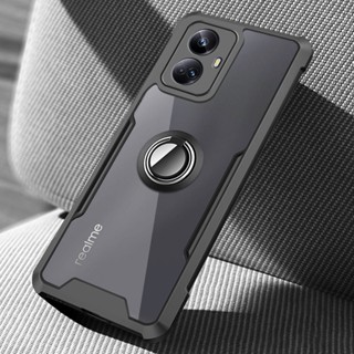 Casing For OPPO Realme 10 Pro+ 5G Case Transparent Armor Acrylic Shockproof Magnet Ring Stand Cover Realmi 10 4G Lens Protect Fundas