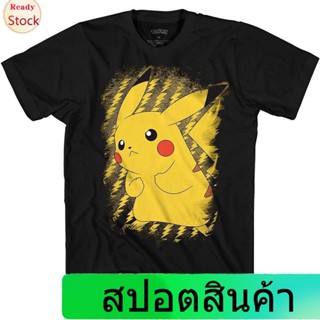 the wateroo-store เสื้อไม่ต้องรีด เสื้อยืดยอดนิยม Pokemon Pikachu Brushy Pokeball Mens Graphic T-Shirt Popular T-shir