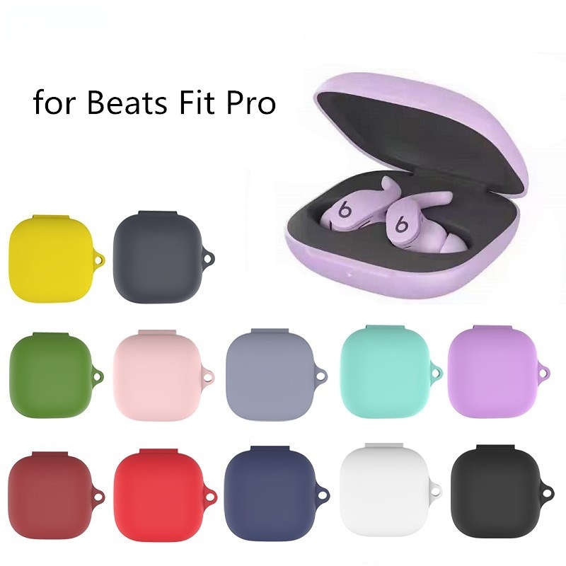 เคสหูฟังซิลิโคนนิ่ม กันฝุ่น พร้อมตะขอ สีพื้น สําหรับ Beats Fit Pro