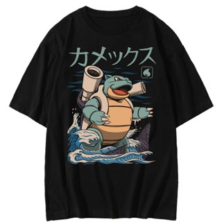 Water Arrow Turtle Printed T-Shirt Crew Neck 180g Cotton Short Sleeve (M-3XL) Pokémon Anime  TShirts_08