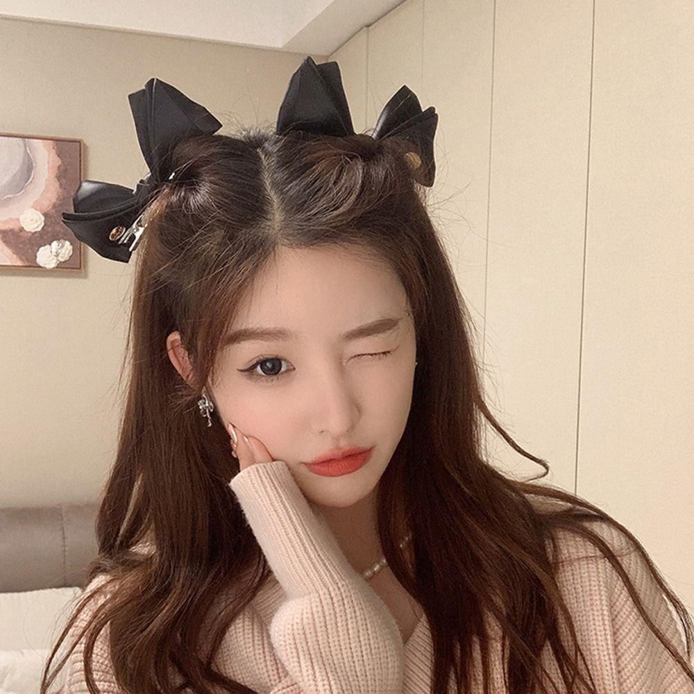 Desmondri กิ๊บติดผม โบ น่ารัก หรูหรา สําหรับผู้หญิง ซาติน หน้าม้า กิ๊บติดผม ปิ่นปักผม ด้านข้าง สําหรับผู้หญิง