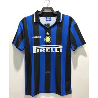 เสื้อกีฬาแขนสั้น ลายทีมชาติฟุตบอล 97 98 Inter Home เกรด AAA สไตล์เรโทร ไซซ์ S - XXL