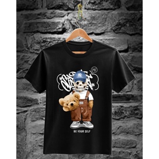 เสื้อยืดผู้ เสื้อยืด combed30s BEAR Skull สีดํา S-5XL