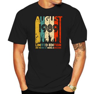 Vintage August 1989 Shirt 30 Year Old Tee 1989 Birthday Gift T-Shirt Mem Black Hip-Hop Tee Shirt_03