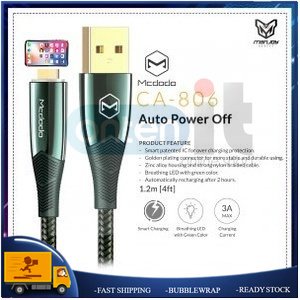 MCDODO CA-806 (iPh) 3A ปิดอัตโนมัติ LED Fast สมาร์ทสายชาร์จข้อมูล 1.2M