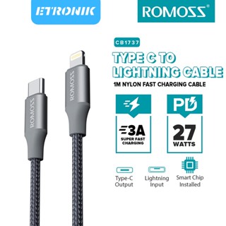 ETRONIK Romoss CB1737 PD27W Nylon Type C to Ios Cable 3A สายชาร์จเร็ว 1 ม.