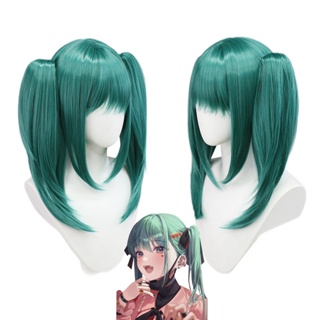 วิกผมคอสเพลย์ Hatsune Miku Vocaloid Vampire วิกผมหางม้าคู่ กุหลาบ ตาข่ายด้านใน คอสเพลย์ วิกผมสีเขียว สําหรับผู้หญิง ผู้ชาย คอสเพลย์ ปาร์ตี้ วิกผม