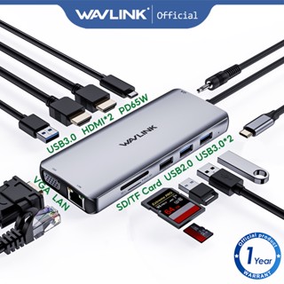 Wavlink อะแดปเตอร์ฮับ Usb C 12-In-1 85W Type-C  VGA USB3.0 SD TF สําหรับคอมพิวเตอร์