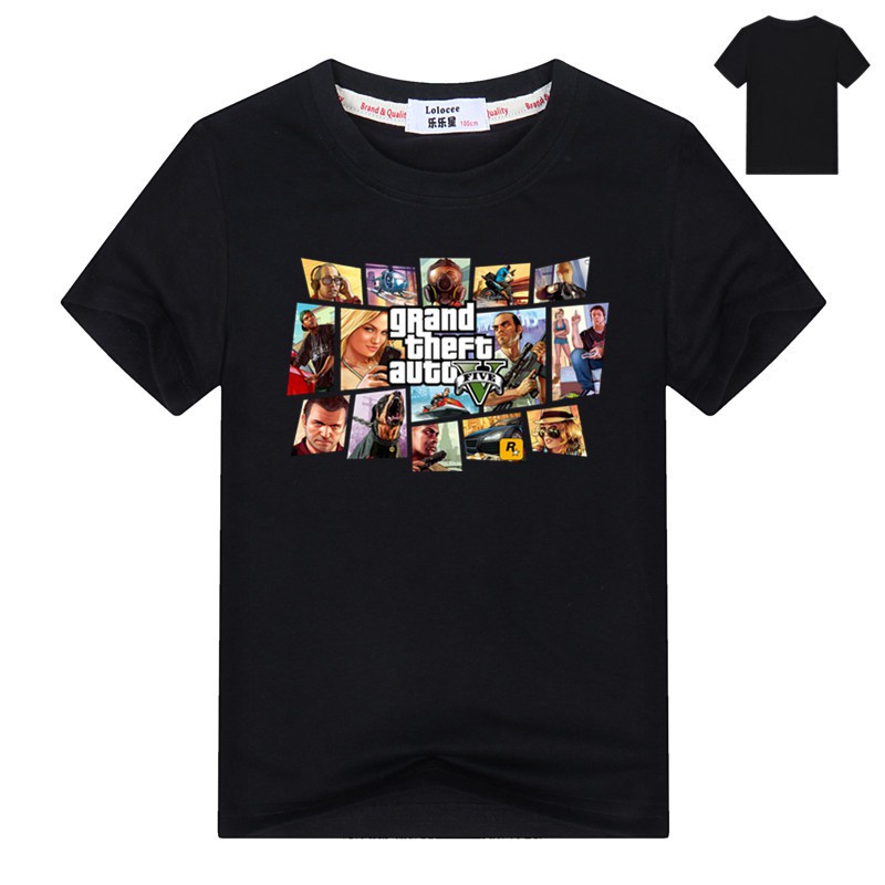 Summer Cotton T-shirts for Boys Fashion Grand Theft Auto GTA 5 Game Tees Tops_07
