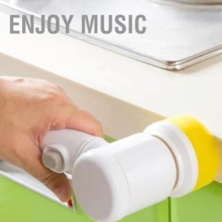  Enjoy Music Electric Spin Scrubber แปรงขัดอเนกประสงค์ไร้สายแบบใช้มือถือพร้อมหัวทำความสะอาด 3 หัวสำหรับครัวในบ้าน