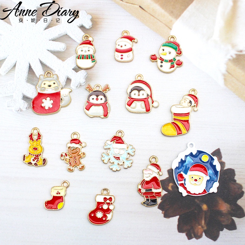 2 ชิ้น/ล็อต Christmas Series ถุงน่อง Penguin Alloy เคลือบจี้ DIY เครื่องประดับอุปกรณ์เสริม Charms สําหรับผู้หญิง, Key Chain/ต่างหู/สร้อยคอจี้ Handmade DIY เครื่องประดับ s007